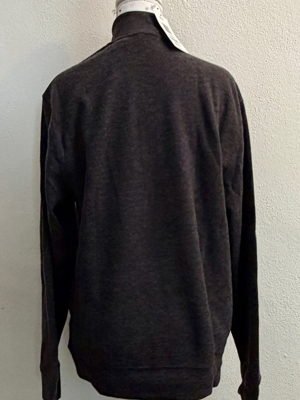 Lands' End Ribbed Quarter Zip Pullover Sweater Men's Small Dark Charcoal Gray